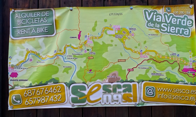 Map of Vía Verde de la Sierra. Photo © Karethe Linaae